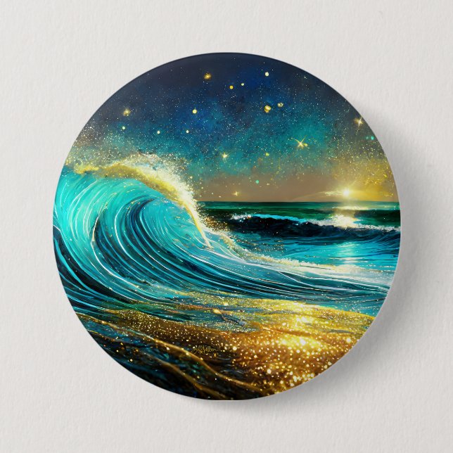 Glittering Divergent Ocean Waves 7.5 Cm Round Badge (Front)