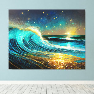 Glittering Divergent Ocean Waves Canvas Print
