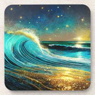 Glittering Divergent Ocean Waves Coaster