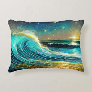 Glittering Divergent Ocean Waves Decorative Cushion