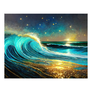 Glittering Divergent Ocean Waves Photo Print