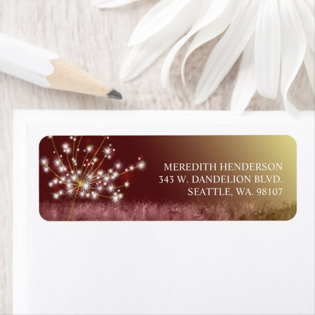 Glittering Fall Dandelion Elegant Address (Insitu)