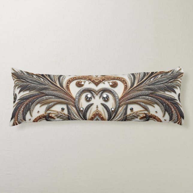 Glittering floral pattern with gemstone body cushion (Front)