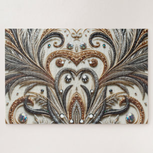 Glittering floral pattern with gemstone jigsaw puzzle