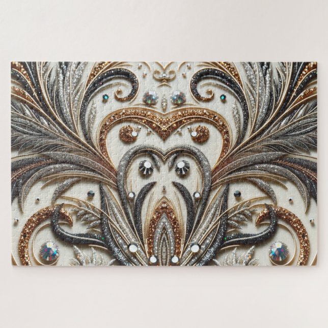 Glittering floral pattern with gemstone jigsaw puzzle (Horizontal)