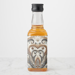 Glittering floral pattern with gemstone liquor bottle label