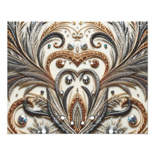 Glittering floral pattern with gemstone photo print