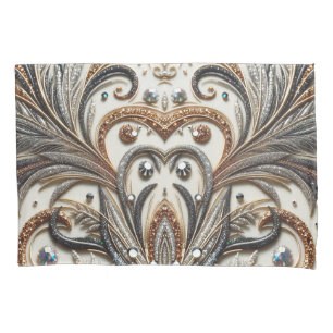 Glittering floral pattern with gemstone pillowcase