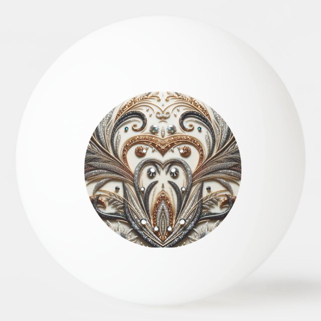 Glittering floral pattern with gemstone ping pong ball (Front)
