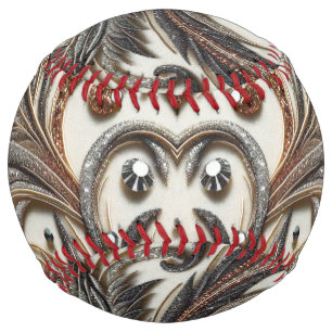 Glittering floral pattern with gemstone softball