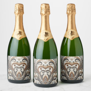Glittering floral pattern with gemstone sparkling wine label