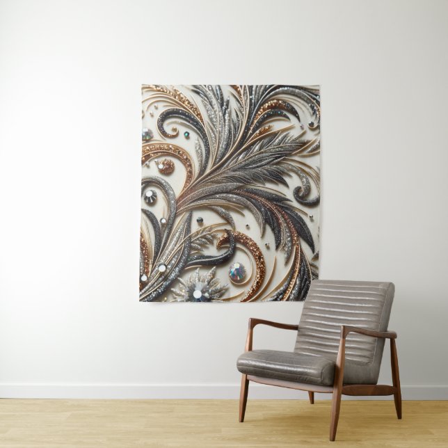 Glittering floral pattern with gemstone tapestry (In Situ)