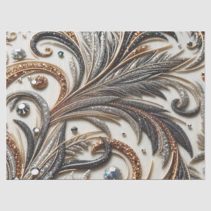 Glittering floral pattern with gemstone tissue paper