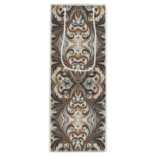 Glittering floral pattern with gemstone wine gift bag