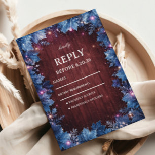 Glittering Frosted Leaves Encircle RSVP Card