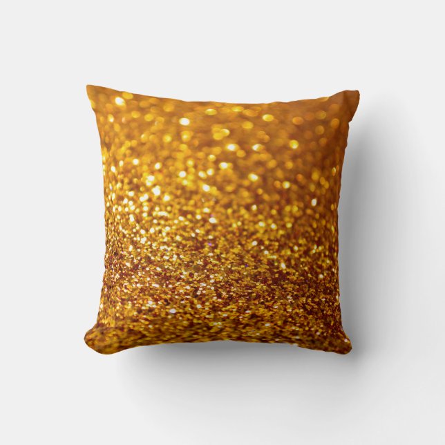 Glittering Gold Glitter Pattern Cushion (Front)