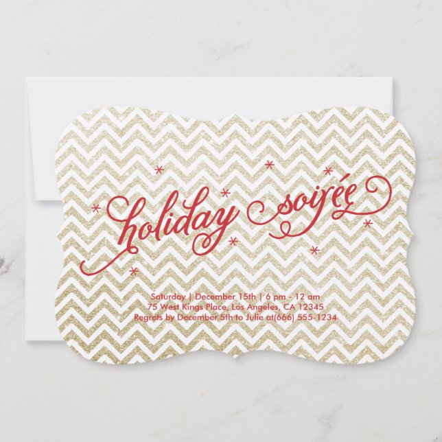 Glittering Gold Holiday Soirée Invitation (Front)