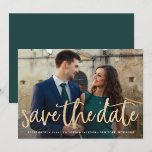 Glittering Gold Save the Date Photo Announcement