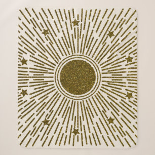 Glittering golden sun, vintage rays. sherpa blanket