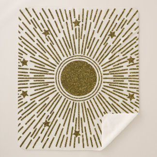 Glittering golden sun, vintage rays. sherpa blanket