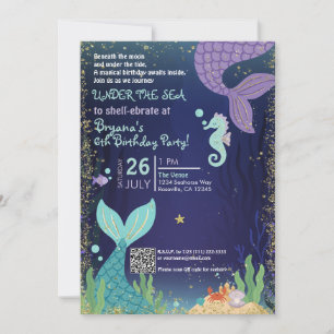 Glittering Grotto Under the Sea Mermaids Birthday Invitation