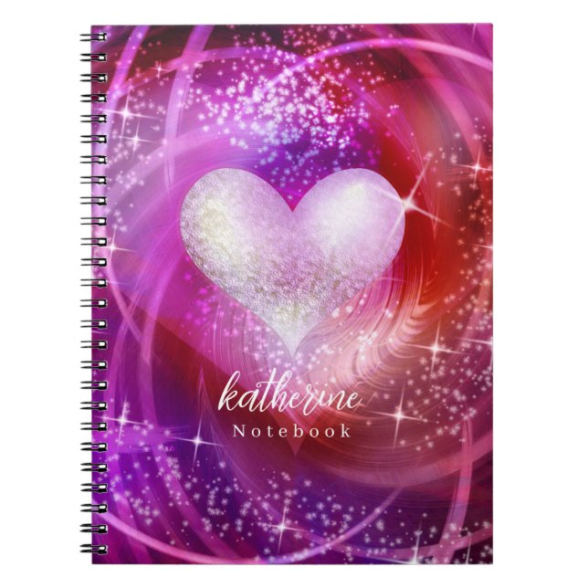 Glittering Heart Magenta Notebook (Front)