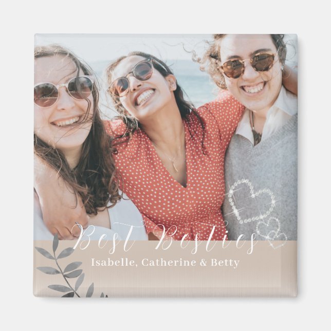 Glittering Hearts Besties Photo  Magnet (Front)
