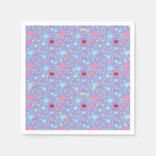 Glittering Hearts Pattern 01 LBlue BG Napkin
