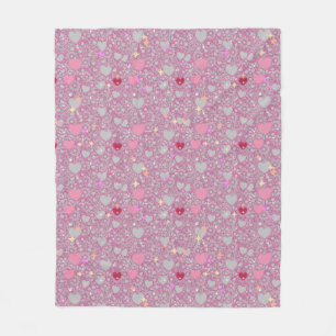Glittering Hearts Pattern 01 Lgrey BG Fleece Blanket