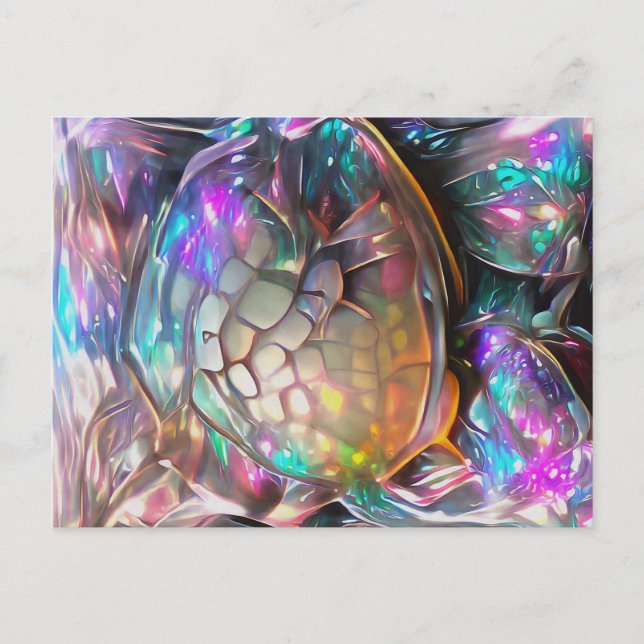Glittering iridescent crystallised turtle shell postcard (Front)