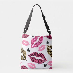 Glittering Lips: Leopard Fashion Pattern Crossbody Bag