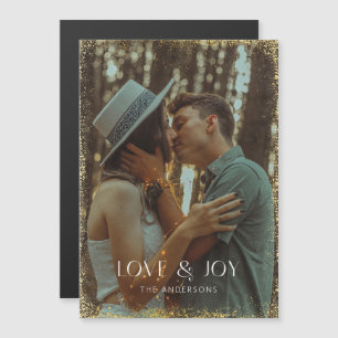 Glittering Love & Joy Holiday Photo Magnetic Card