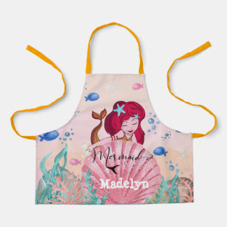 🧜‍♀️Glittering Mermaid Under The Sea Custom Name  Apron