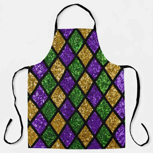 Glittering paillettes diamonds, festive background apron (Front)