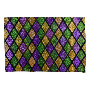 Glittering paillettes diamonds, festive background pillowcase