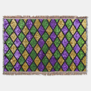 Glittering paillettes diamonds, festive background throw blanket