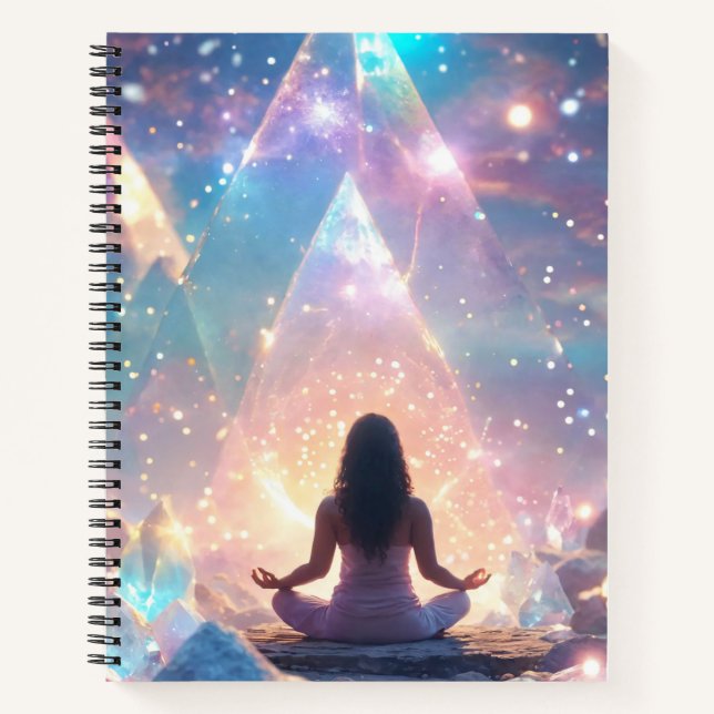 Glittering Pastel Meditations Universe Connection Notebook (Front)