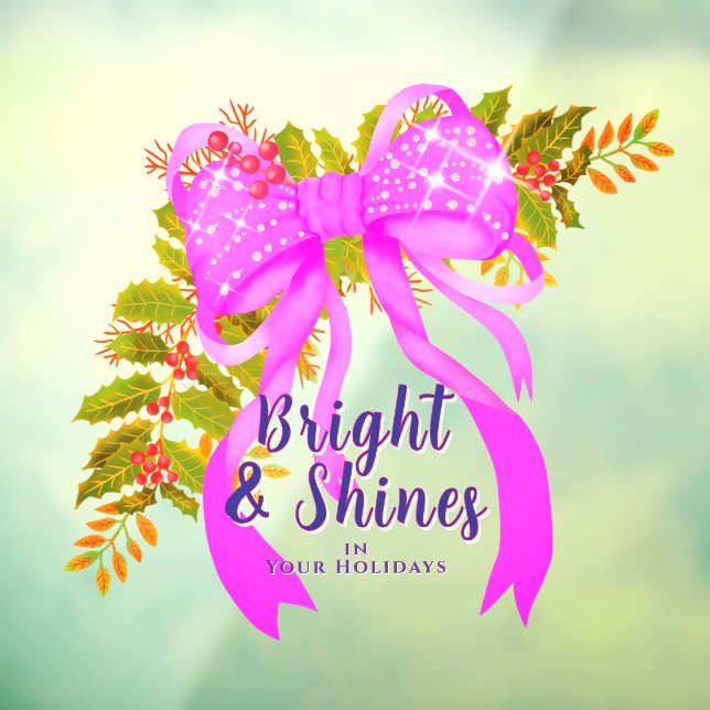 Glittering Pink Bow  Ribbon Christmas Pink (Sheet 3)