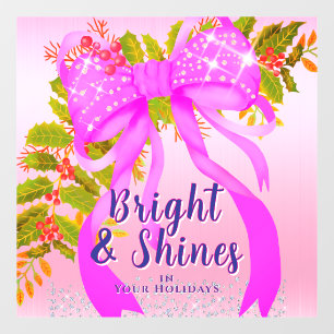 Glittering Pink Bow Ribbon Christmas Pink