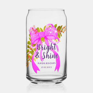 Glittering Pink Ribbon Christmas Can Glass