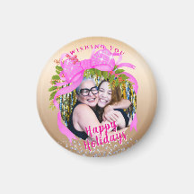 Glittering Pink Ribbon Christmas Gold