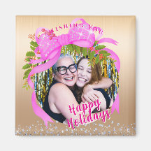 Glittering Pink Ribbon Christmas Gold