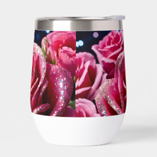 Glittering Pink Rose Water Bottle 