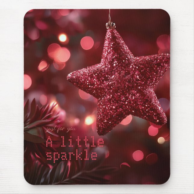 Glittering Red Star Mouse Pad (Front)