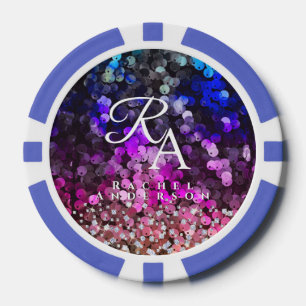 Glittering Sequin Monogram Poker Chips