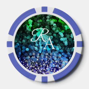 Glittering Sequin Monogram Poker Chips