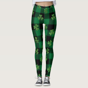 Glittering Shamrock Plaid  Leggings