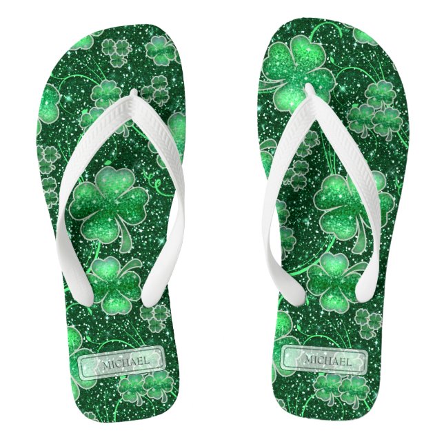Glittering Shamrocks and Swirls ID289 Jandals (Footbed)
