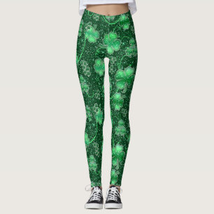 Glittering Shamrocks and Swirls ID289 Leggings