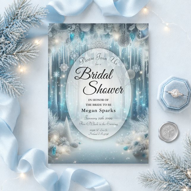  Glittering Snowy Forest Bridal Shower Invitation (Creator Uploaded)